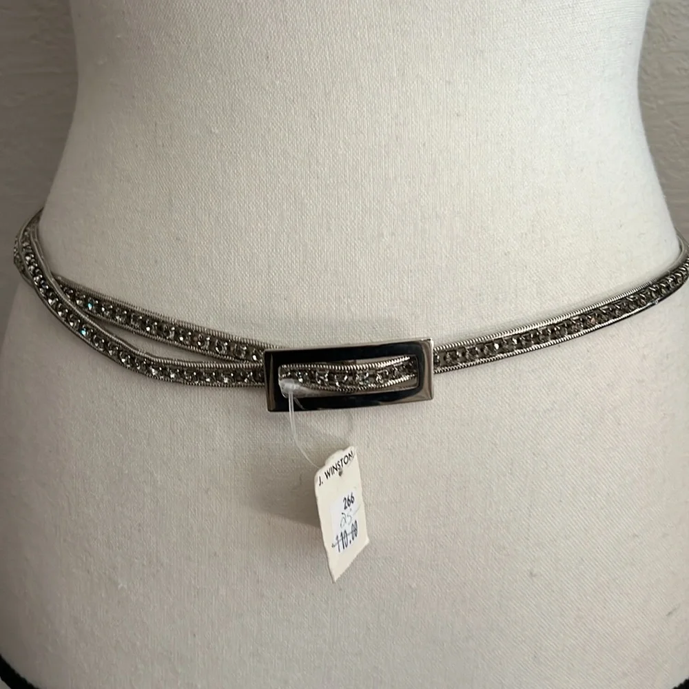 NWT J. Winston rhinestone & silver belt, 40” long